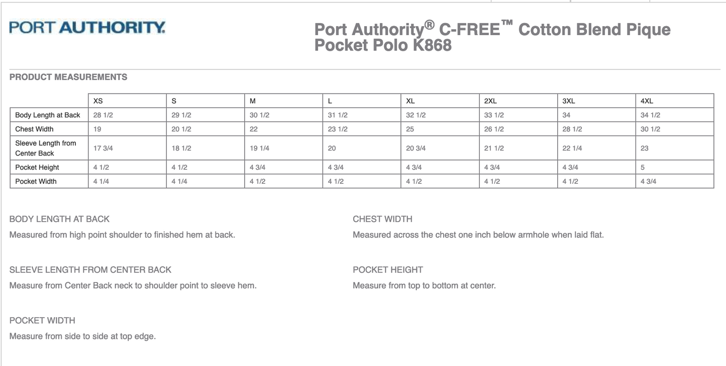 Port Authority® C-FREE ™ Cotton Blend Pique Pocket Polo