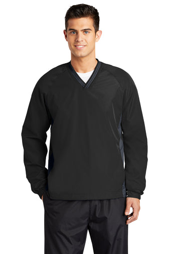 Sport-Tek® Tipped V-Neck Raglan Wind Shirt